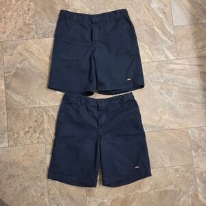 Dickies Shorts‎ Workwear Adjustable Waist Navy Blue Flat Front Size Adjustable